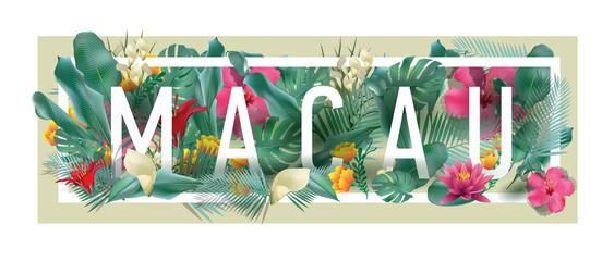 vector floral framed typographic MACAU city artwork