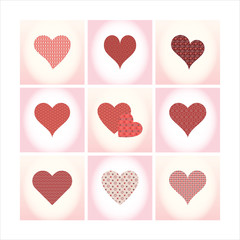 Vector icon set of pink heart