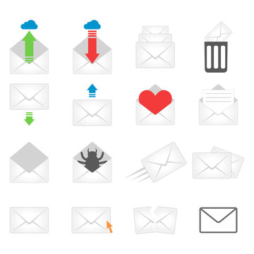 Email envelope cover icons communication and office correspondence blank cover address design paper empty card business writing message vector illustration.