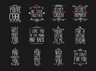 Vector icon of happy valentines day message