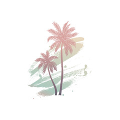 Fototapeta na wymiar Hand drawn palm trees
