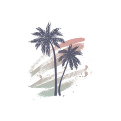 Hand drawn palm trees