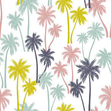 Seamless vector pattern with palm trees