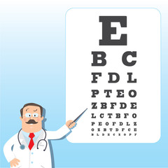 Optician doctor with Snellen eye chart. Doctor