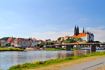 Obraz premium Albrechtsburg an der Elbe, Meißen, Sachsen, Deutschland, Europa