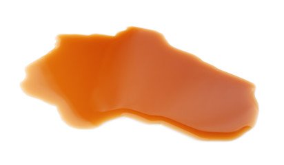 Sample of tasty soy sauce on white background