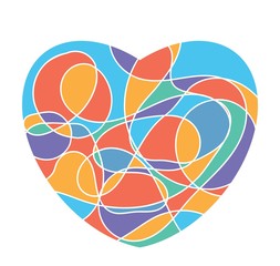 Heart like shape mosaic icon or logo isolated on white background for valentine