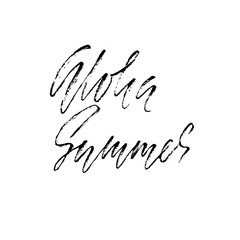 Aloha summer. Hand drawn lettering isolated on white background for your design. Vector illustration. Handwritten modern dry brush inscription.