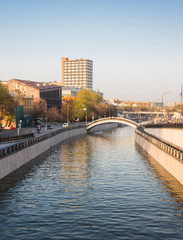 Obraz premium Moscow, Russia, view from central avenue of the Yauza River