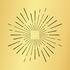 Obraz premium Sun burst vintage hand drawn hipster gold logo ray explode