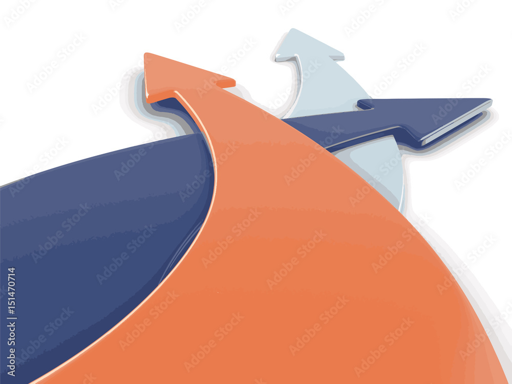 Poster 3d image of arrows in different directions. image with clipping path