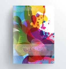 Book cover design template with abstract colorful splash.