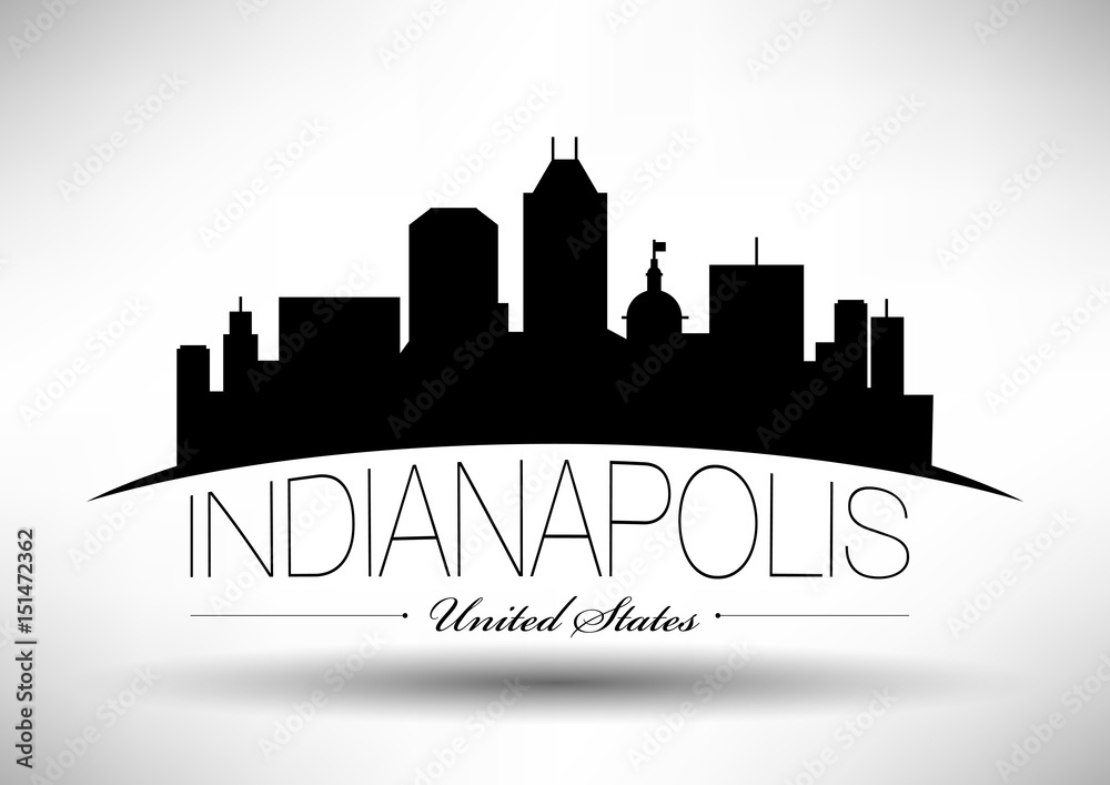 Wall mural vector graphic design of indianapolis city skyline - Wall murals