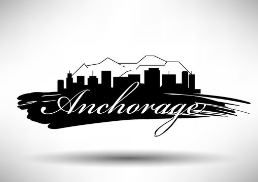 Vector Graphic Design of Anchorage City Skyline
