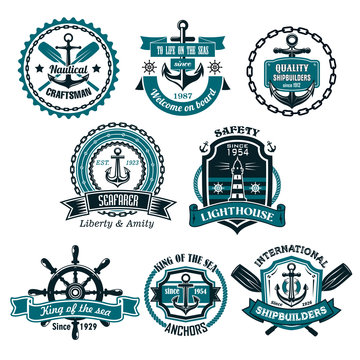 Vector set of nautical and marine icons