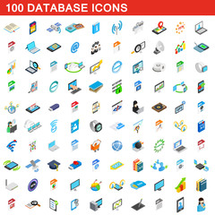 100 database icons set, isometric 3d style