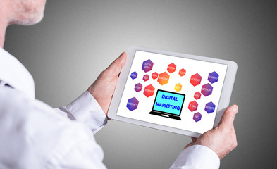 Digital marketing concept on a tablet