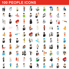 100 people icons set, isometric 3d style