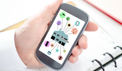 Smart home automation concept on a smartphone