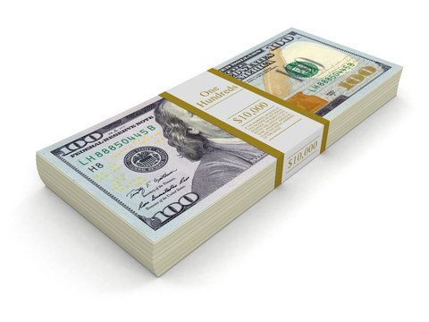 Pile of Dollars. Image with clipping path