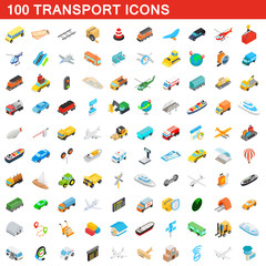 Obraz premium 100 transport icons set, isometric 3d style