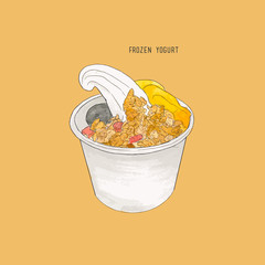 frozen yogurt sketch vector.