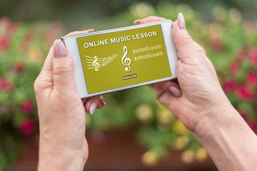 Online music lesson concept on a smartphone