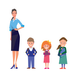 Teacher and students at school.