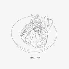 tekka don shetch vector. Japanese food .