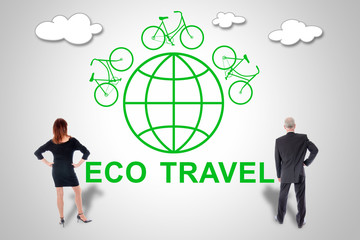 Eco travel concept watched by business people