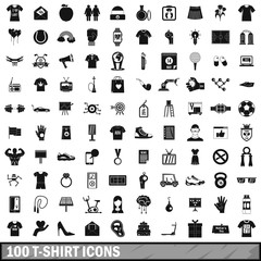 100 t-shirt icons set, simple style 
