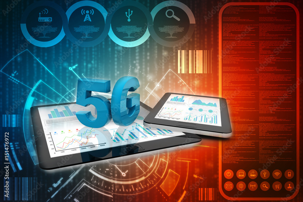 Poster 3d rendering 5g network 5g connection with data