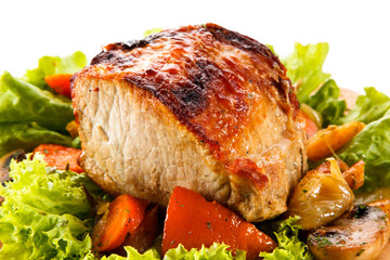 Roast ham with vegetables