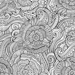 Abstract vector hand drawn nature floral seamless pattern