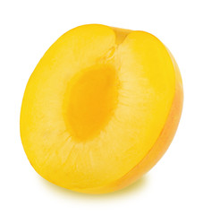 Half of ripe yellow plum isolated