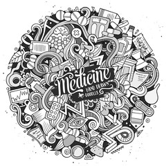 Cartoon cute doodles hand drawn Medical illustration