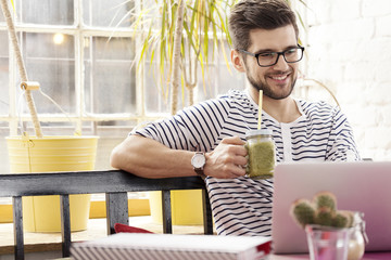 Fototapeta premium Freelance brunch at coffee shop