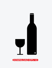 Bottle and glass icon, Vector