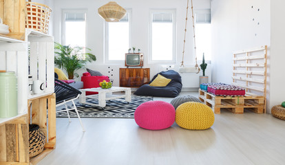 Colorful retro living room