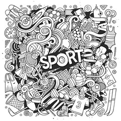 Cartoon cute doodles hand drawn Sport illustration