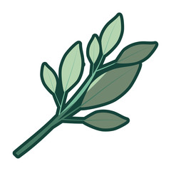 colorful thick contour of tree branch with leaves vector illustration