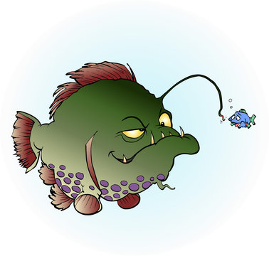 green anglerfish lures small blue fish clip art preview