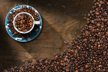 Coffee Cup with Roasted Coffee Beans