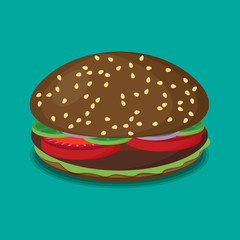 Hamburger flat design vector