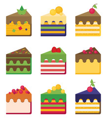 Cheesecake flat vector set