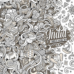 Cartoon hand-drawn doodles India illustration