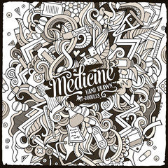 Cartoon cute doodles hand drawn Medical illustration