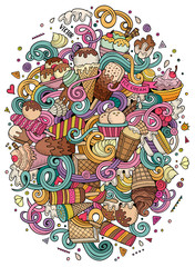 Obraz na płótnie Canvas Cartoon hand-drawn doodles Ice Cream illustration