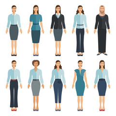 Fototapeta premium Young women in flat style. Vector collection.
