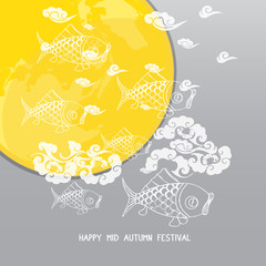 Fototapeta premium Mid Autumn Festival background with moon carp